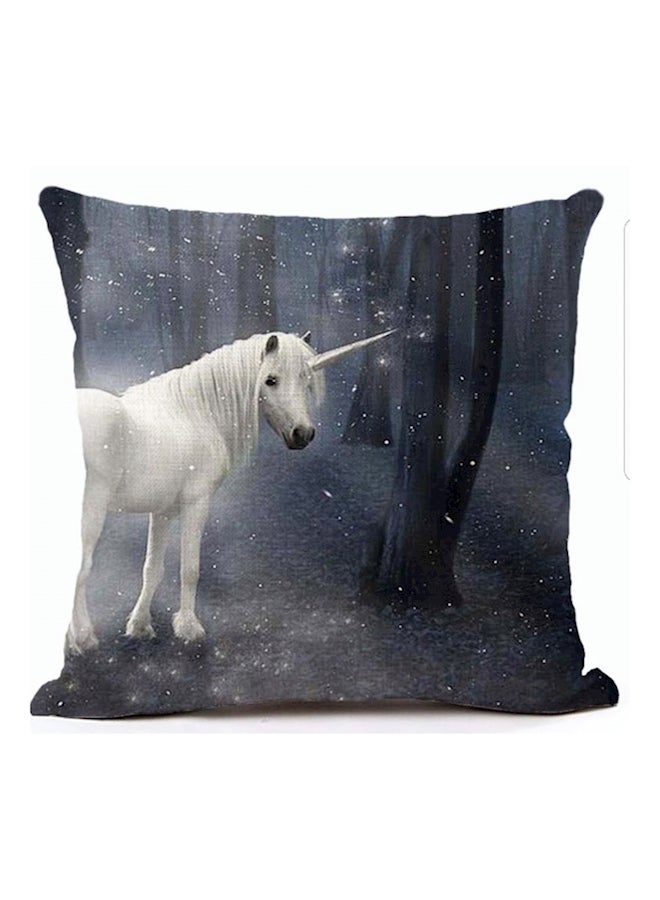 Unicorn Printed Cushion Cover linen White/Black 45x45cm
