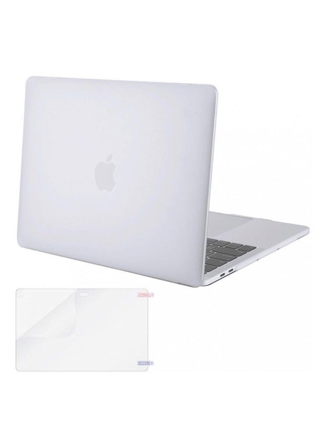 Ruberbized Hard Case With Screen Protector For Apple MacBook Pro 15-Inch White/Clear  - Image 3