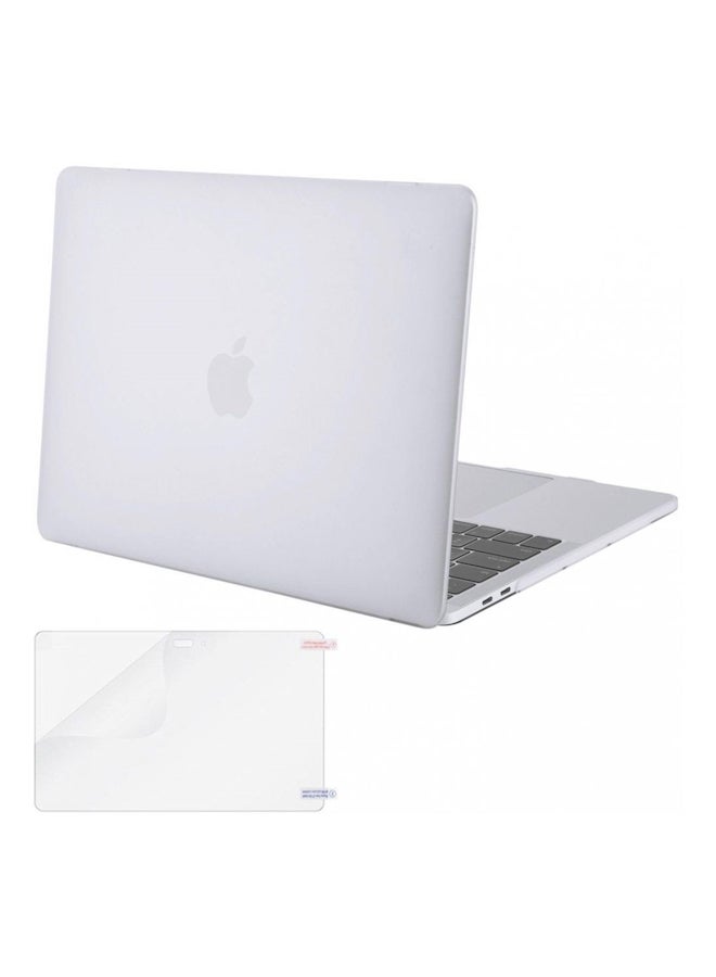 Ruberbized Hard Case With Screen Protector For Apple MacBook Pro 15-Inch White/Clear  - Image 5
