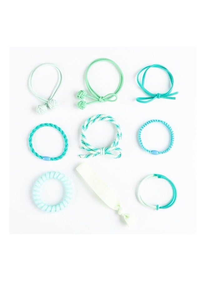 9-Piece Elastic Hair Band Green/White