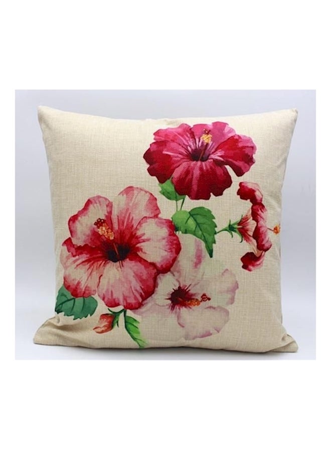 Melody Floral Printed Cushion Cover cotton Cream/Red/Green 45x45cm 