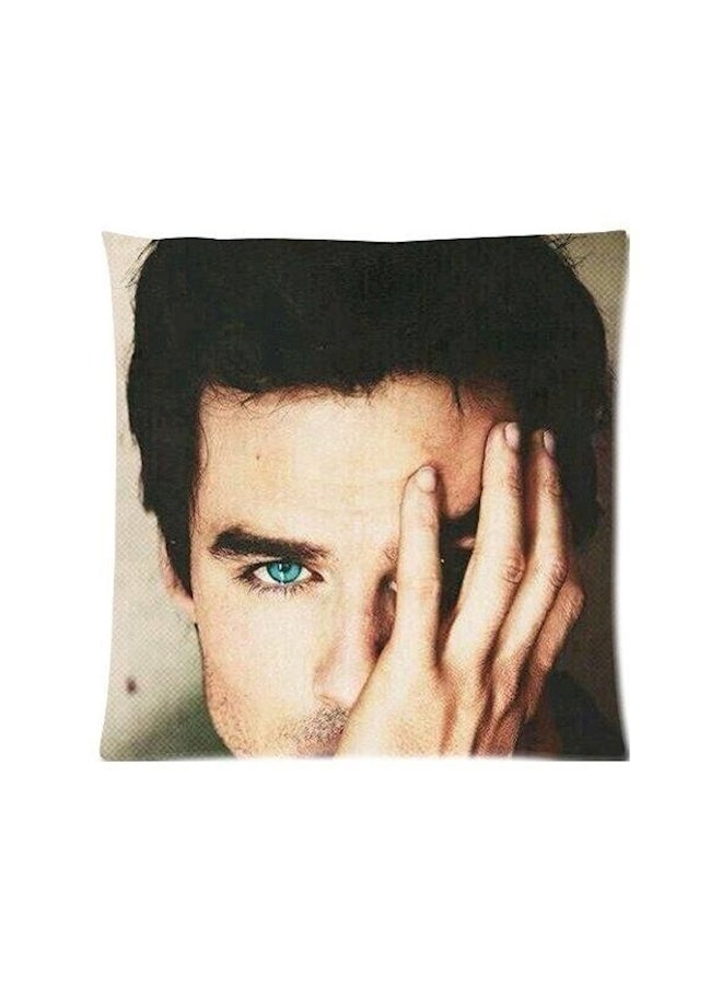 غطاء وسادة ديكور بطبعة مستوحاة من مسلسل 'The Vampire Diaries' cotton بيج/أسود/أزرق