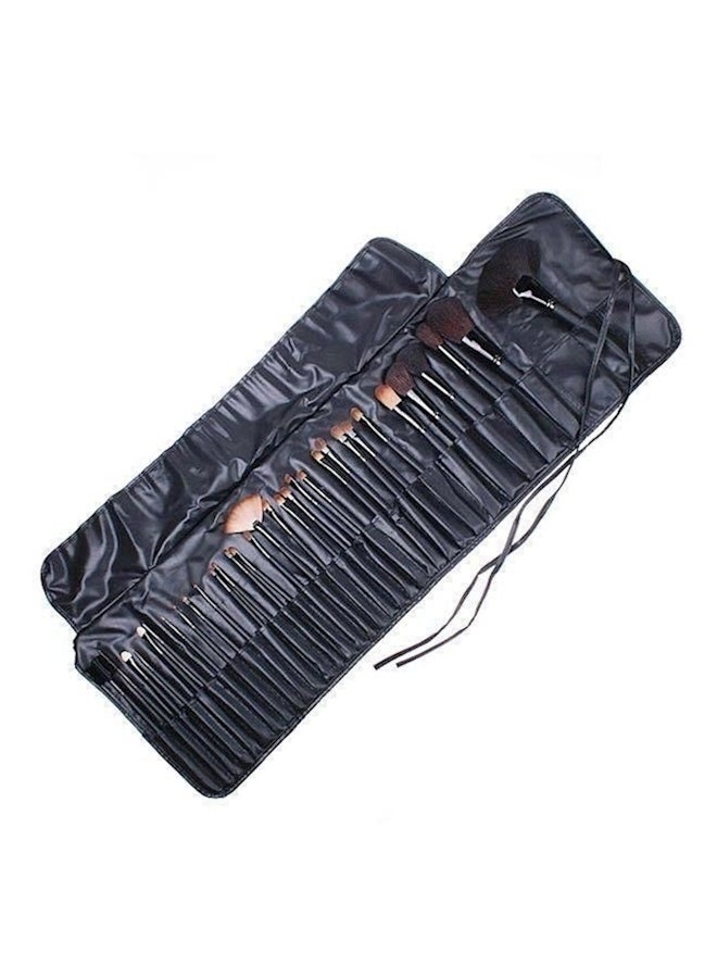 طقم فرش ماكياج احترافية من 32 قطعة مع حقيبة أسود - Image 2