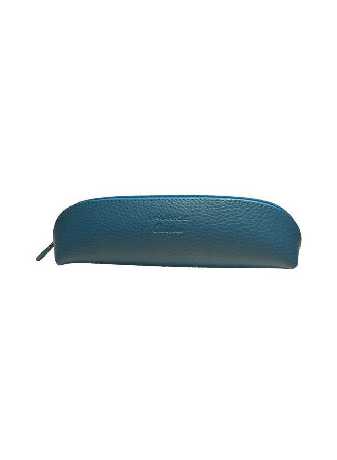 Leather Pencil Case With Zipper Turquoise