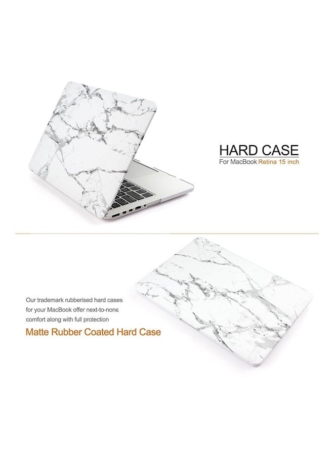 Marble Elegance Matte Finish Rubber Coated Plastic Hard Case For Macbook Pro With Retina Display 15/15.5 Inch Grey  - Image 2