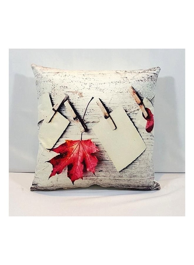 Printed Cushion Cover Polyester White/Red/Brown