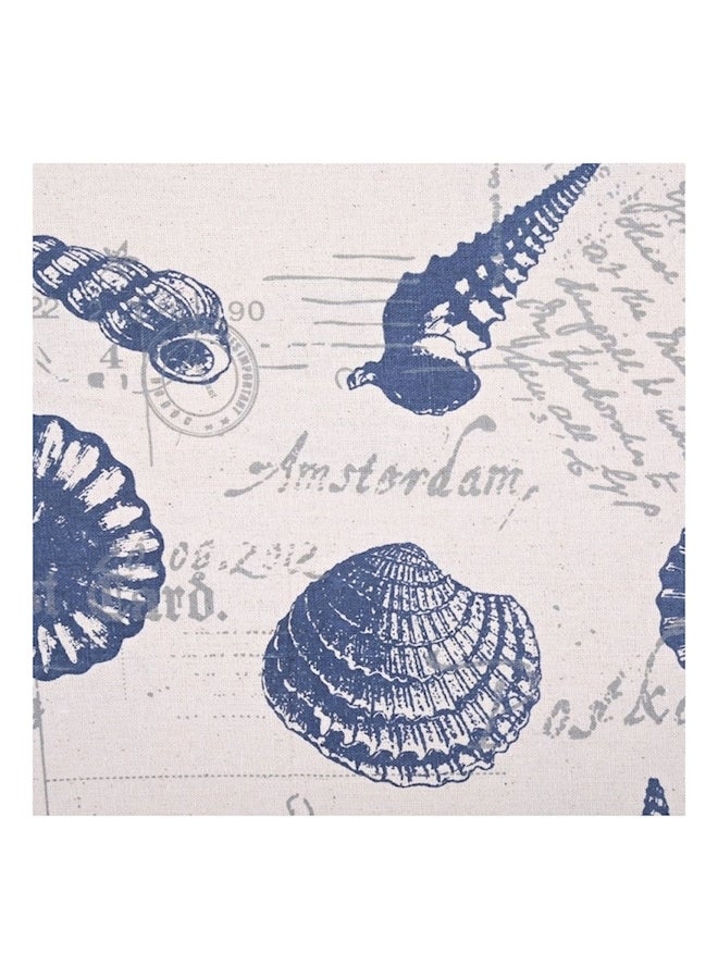 4-Piece Shells Printed Cushion Cover cotton White/Blue 45x45cm - Image 2