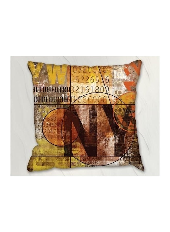 Printed Cushion Cover Polyester Yellow/Brown/Black