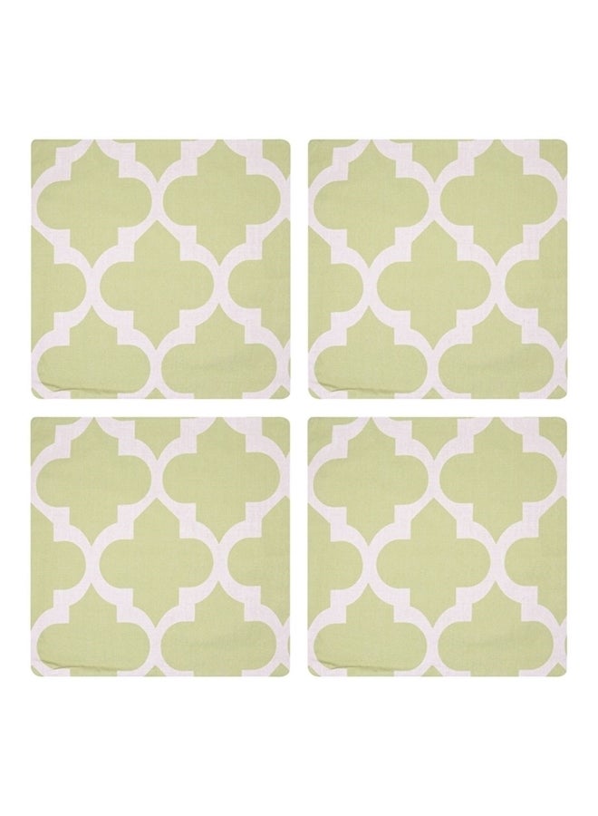 طقم أغطية وسائد بتصميم أشكال هندسية مكون من 4 قطع cotton أخضر/أبيض 45x45سم - Image 1