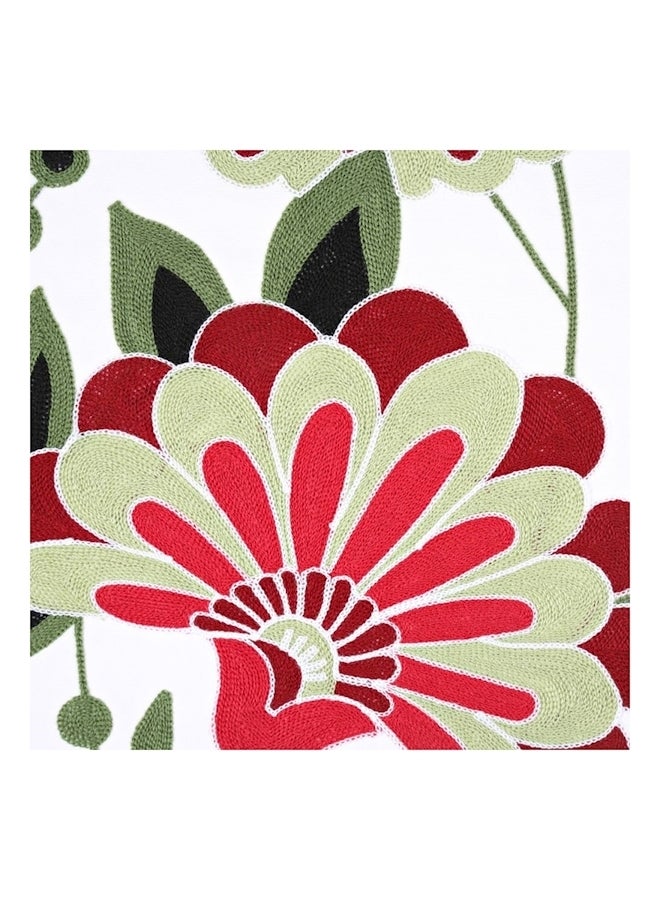 طقم أغطية وسائد مطرزة بنقشة نصف زهرة مكون من 4 قطع cotton أخضر/أحمر/أبيض 45x45سم - Image 3