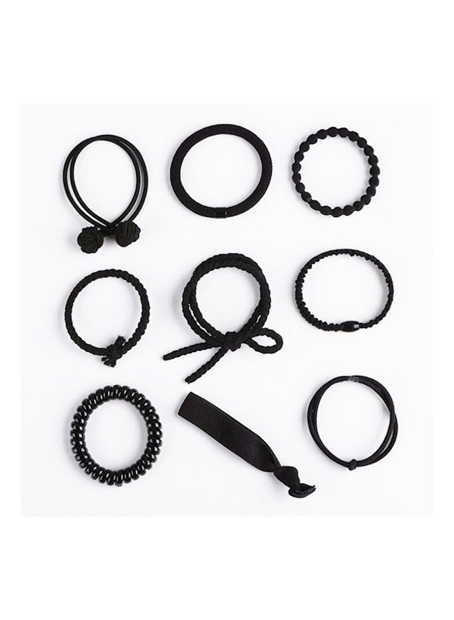 9-Piece Elastic Hair Tie Set Black