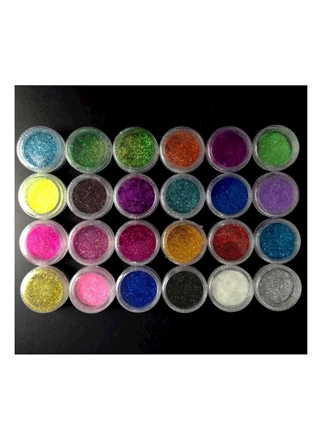 24 Colors Nail Art Glitter Shimmer Dust Powder Multicolour - Image 2