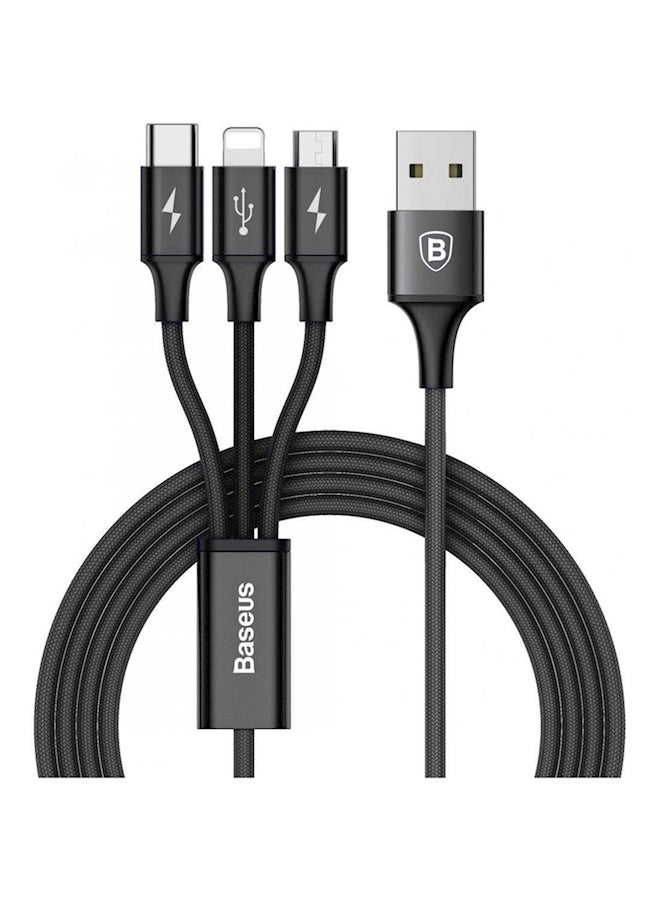 كابل شحن ومزامنة بيانات USB متعدد لهواتف أبل آيفون 7 بلس/ 6S بلس/ آي باد/ S8 بلس/ إل جي V20 أسود - Image 2