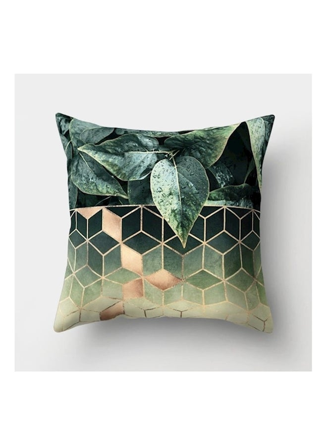 Generic - Geometric Cushion Cover Green/Beige 45x45cm - Image 1
