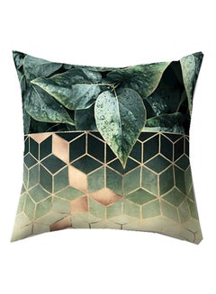 Geometric Cushion Cover Green/Beige 45x45cm