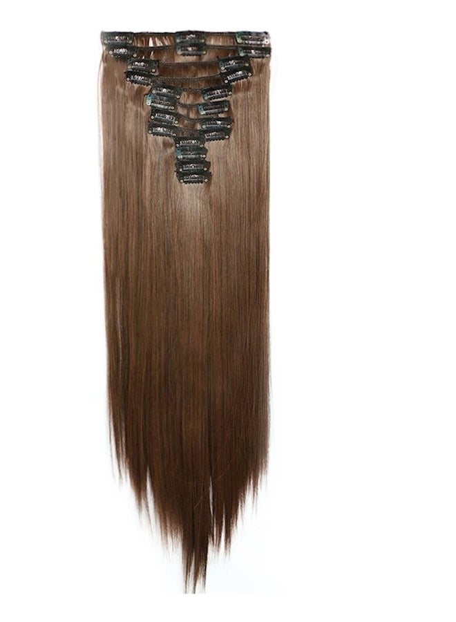 12-Piece Long Straight Hair Extension Brown 60cm