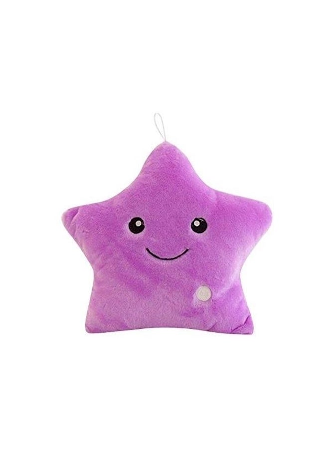 Smiling Star Shaped Cushion Cotton Purple/Black
