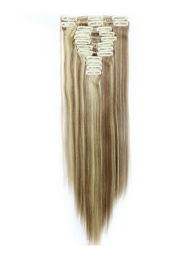 12-Piece Straight Hair Extension Gold/Brown 60cm