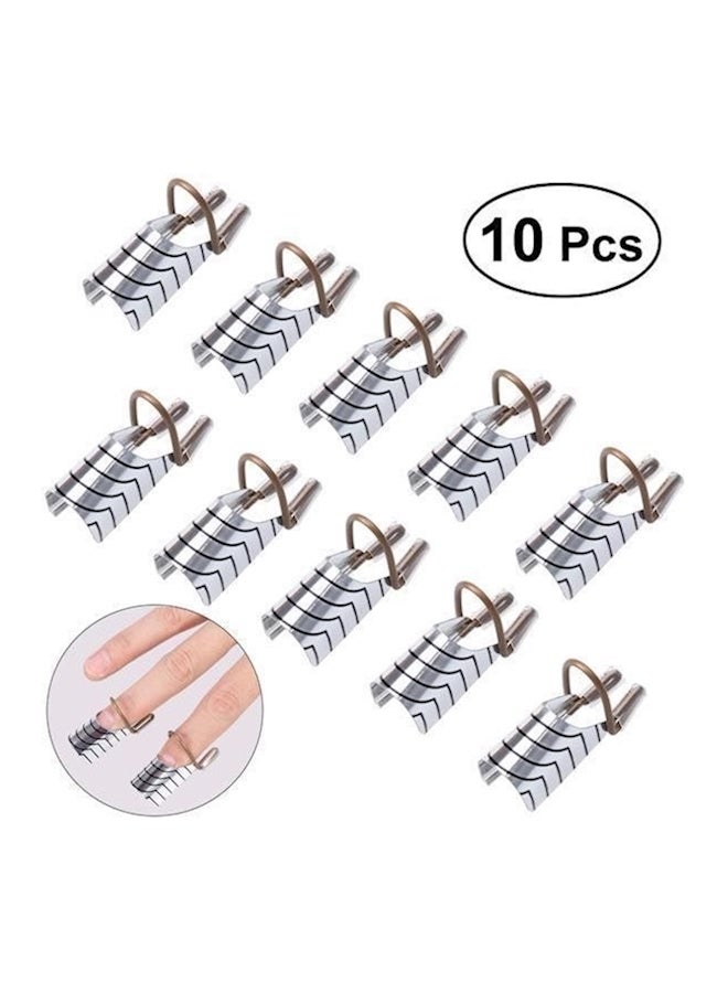 طقم قوالب تشكيل الأظافر على شكل حرف C من 10 قطع فضي - Image 2