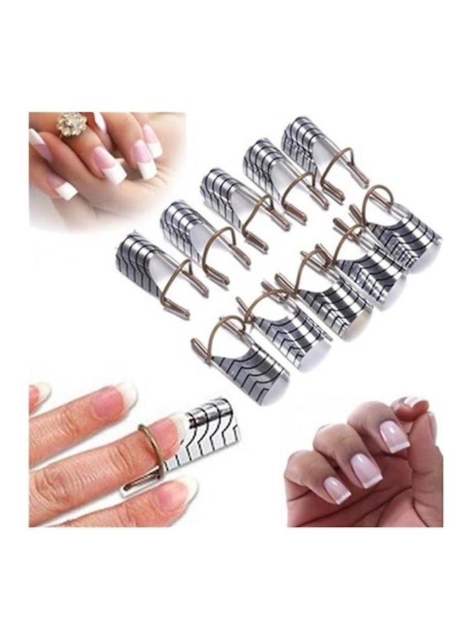 طقم قوالب تشكيل الأظافر على شكل حرف C من 10 قطع فضي - Image 5