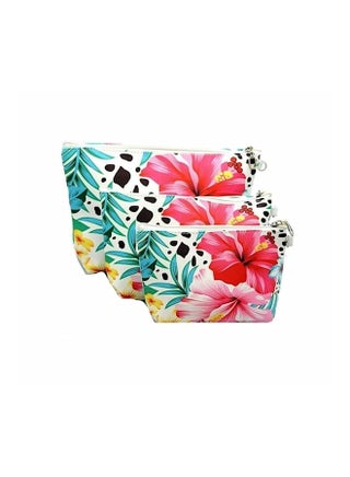 3-Piece Portable Lily Print Cosmetic Storage Bag Multicolour - v1560595026/N23601361A_1