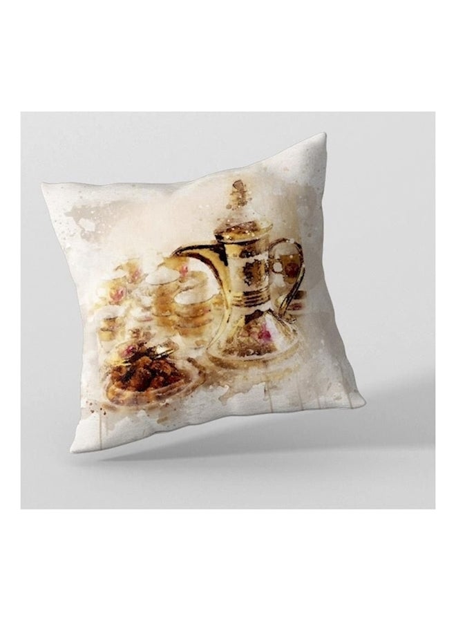 Jug Printed Cushion Cover Polyester White/Brown/Yellow - Image 2