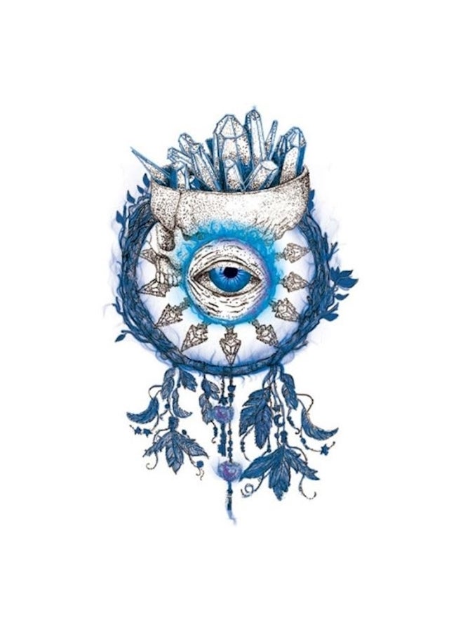 Flower Arm Mysterious Eye Pattern Tattoo Sticker Multicolour