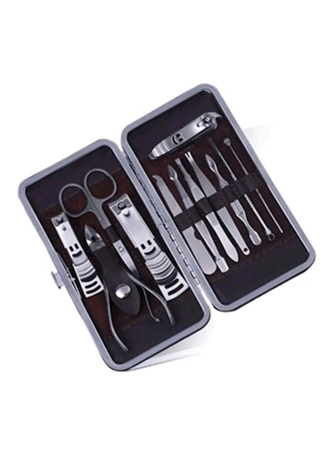 12-Piece Manicure Professional Grooming Kit Silver - Image 2