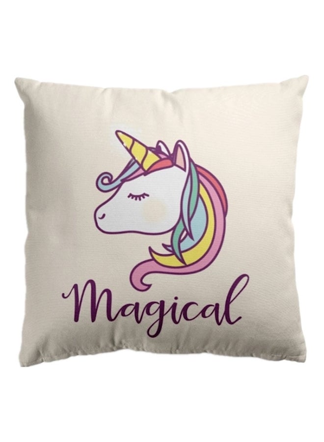 Animal Printed Cushion Cover White/Brown/Yellow 45x45cm