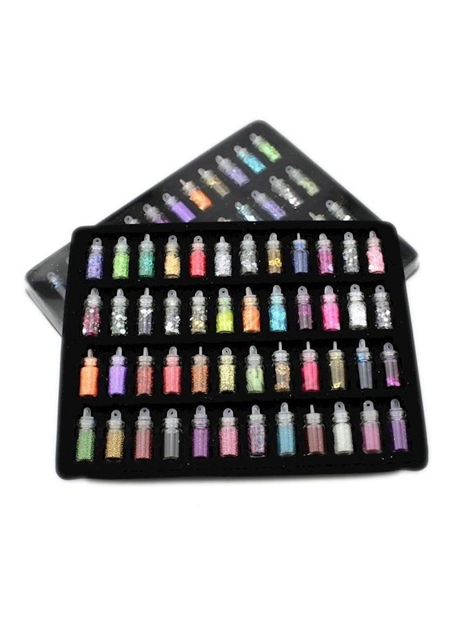 Set Of 48 Bottles Glitter Nail Art Multicolour - Image 2