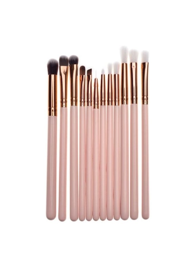 12-Piece Cosmetic Eyeshadow Brush Set Pink - Image 1