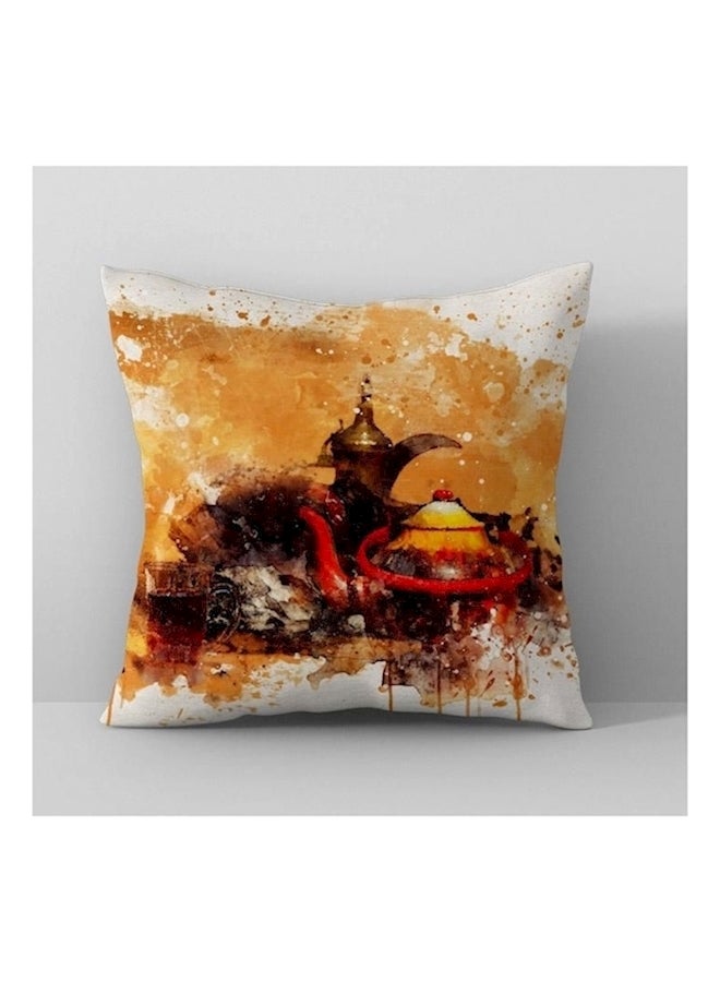 Jug Printed Cushion Cover Polyester Orange/White/Brown  - Image 1
