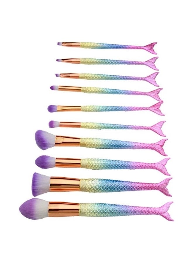 10-Piece Makeup Brush Set Multicolour - Image 3