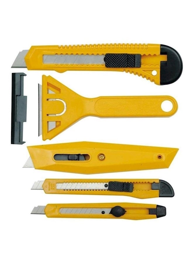 5-Piece Utility Cutter Set Yellow/Black/Silver 18x3meter