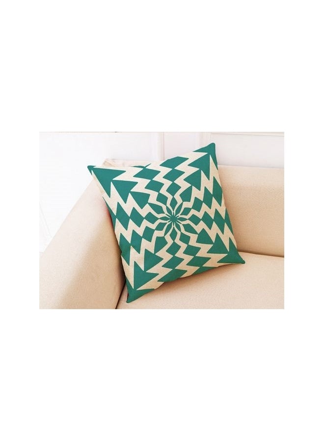 غطاء وسادة بنمط هندسي أخضر / بيج 45x45سم