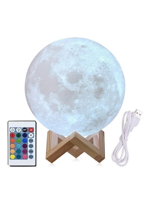Decorative 3D Moon Lamp With Remote Grey/White/Beige 15cm