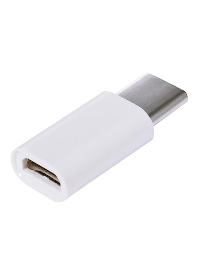 ماركة غير محددة محول Micro USB Micro إلى منفذ USB Type-C ذكر أبيض 