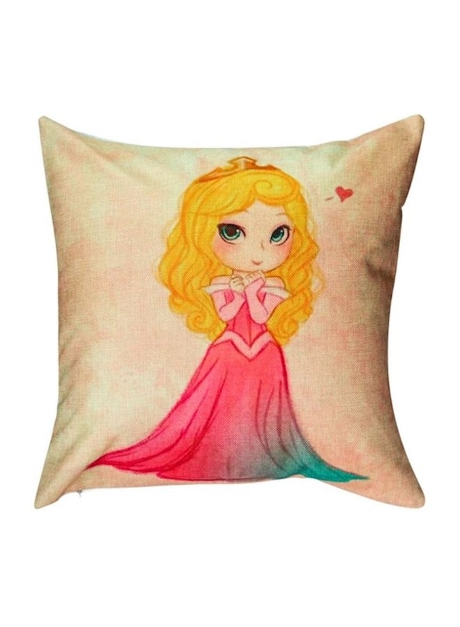 Sleeping Beauty Cushion Cover Linen Beige/Pink/Green 45x45cm - Image 2