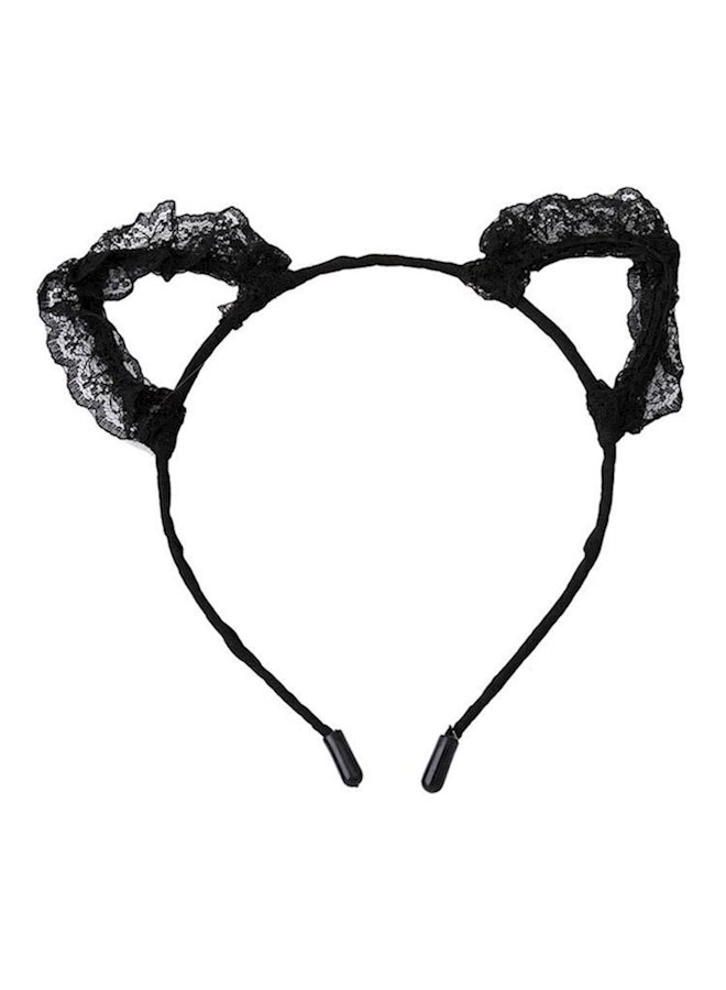 Cat Ear Head Chain Headband Black - Image 1