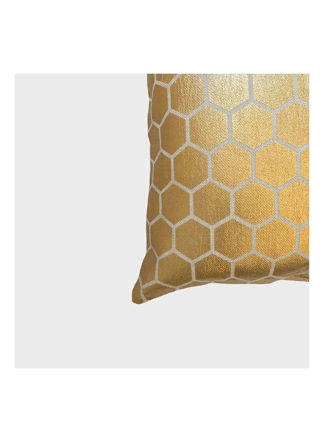 Bees Hive Designed Cushion Cover Gold/Beige - Image 2