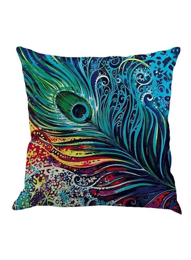 Pea Tail Printed Cushion Cover Blue/Green/Red