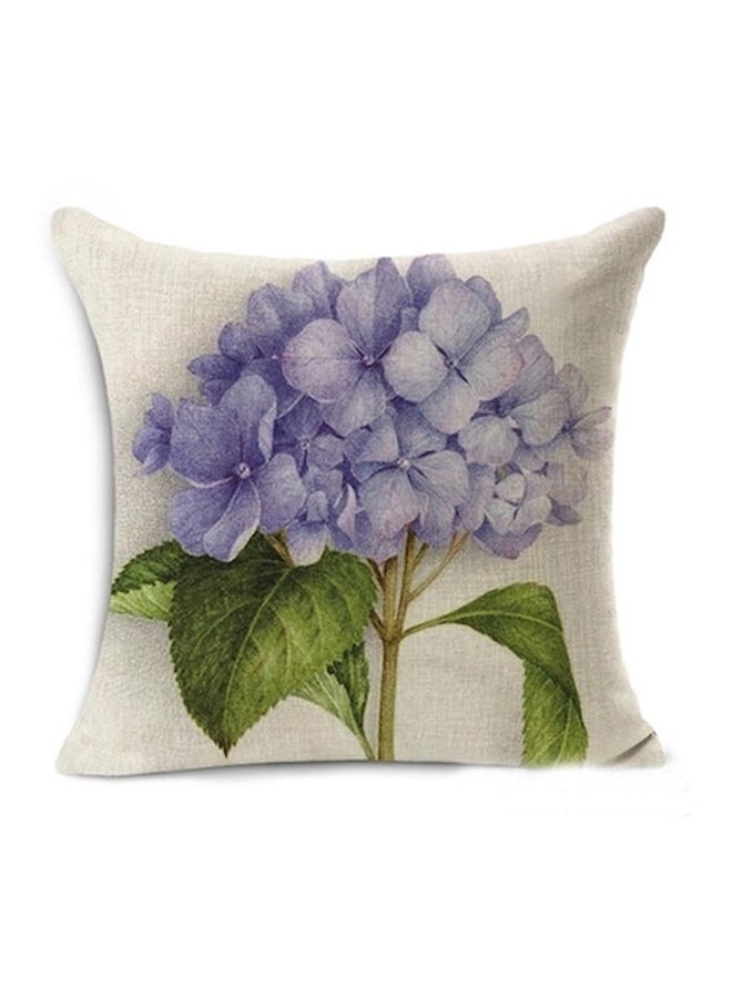 Flower Printed Cushion Cover White/Violet/Green