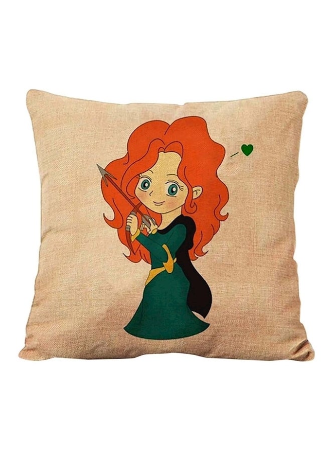Merida Printed Cushion Cover Beige/Red/Green