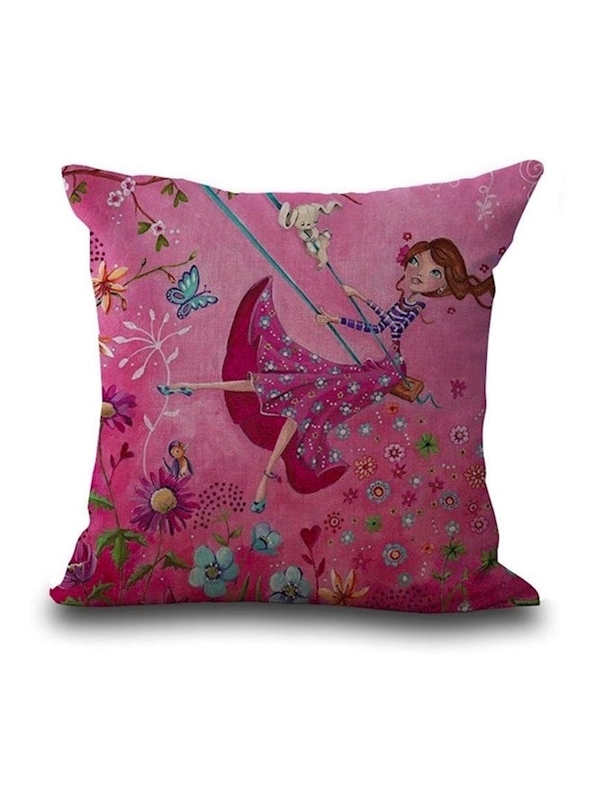 Swing Printed Cushion Cover Pink/Blue/Brown