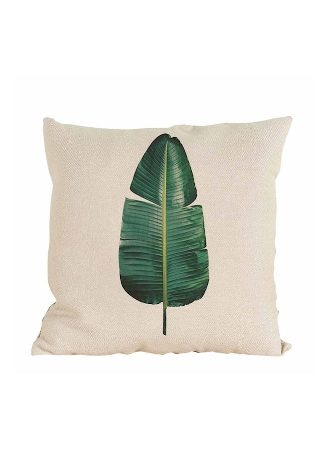 Leave Printed Cushion Cover Beige/Green