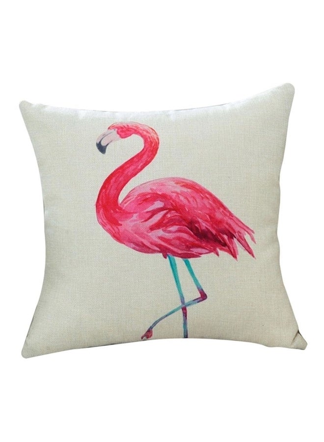 Flamingo Printed Cushion Cover White/Pink/Blue