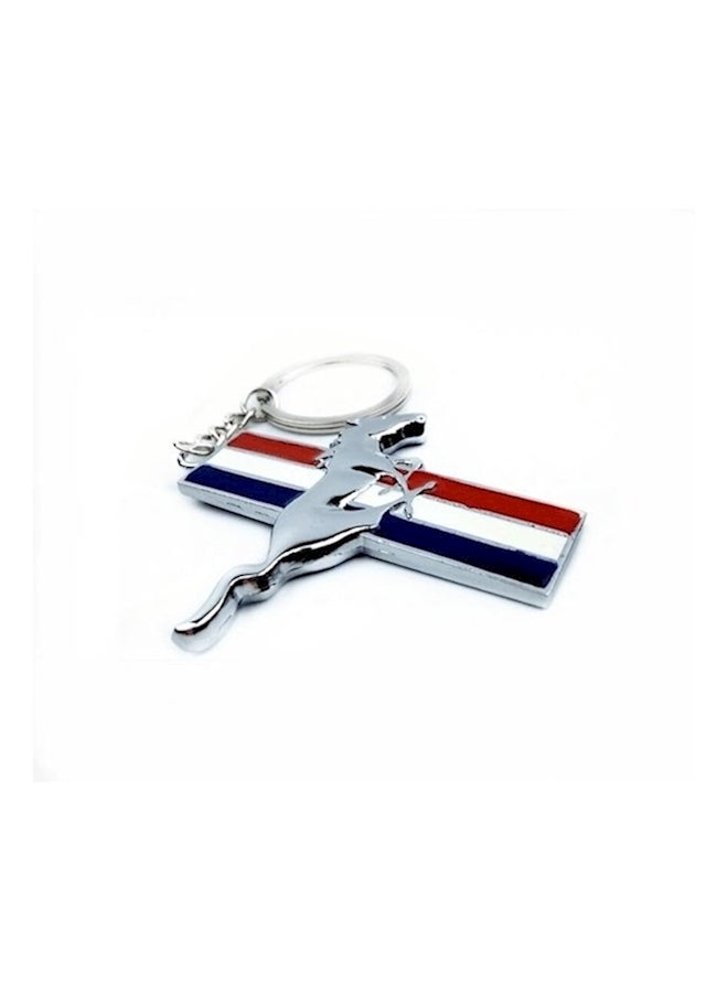 Ford Mustang Key Chain Silver/Red/White - Image 1