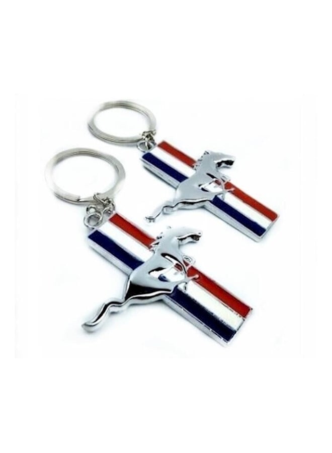 Ford Mustang Key Chain Silver/Red/White - Image 2