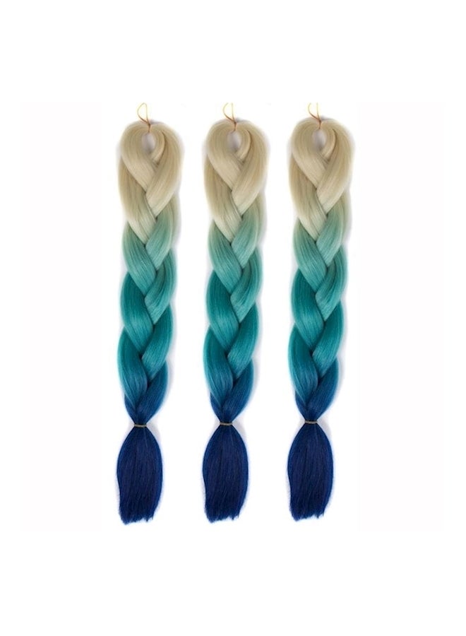 وصلة شعر مستعار بتصميم أفريقي مجعد - 3 قطع أبيض/ أزرق فاتح/ أزرق داكن 60سم