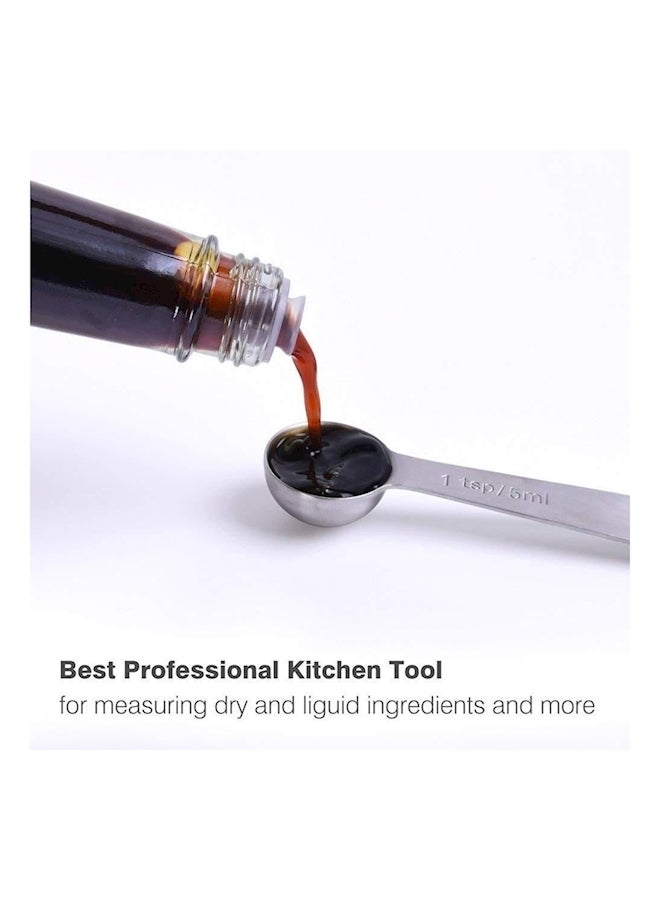 6-Piece Measuring Spoon Set With D-Ring Holder Silver - Image 5